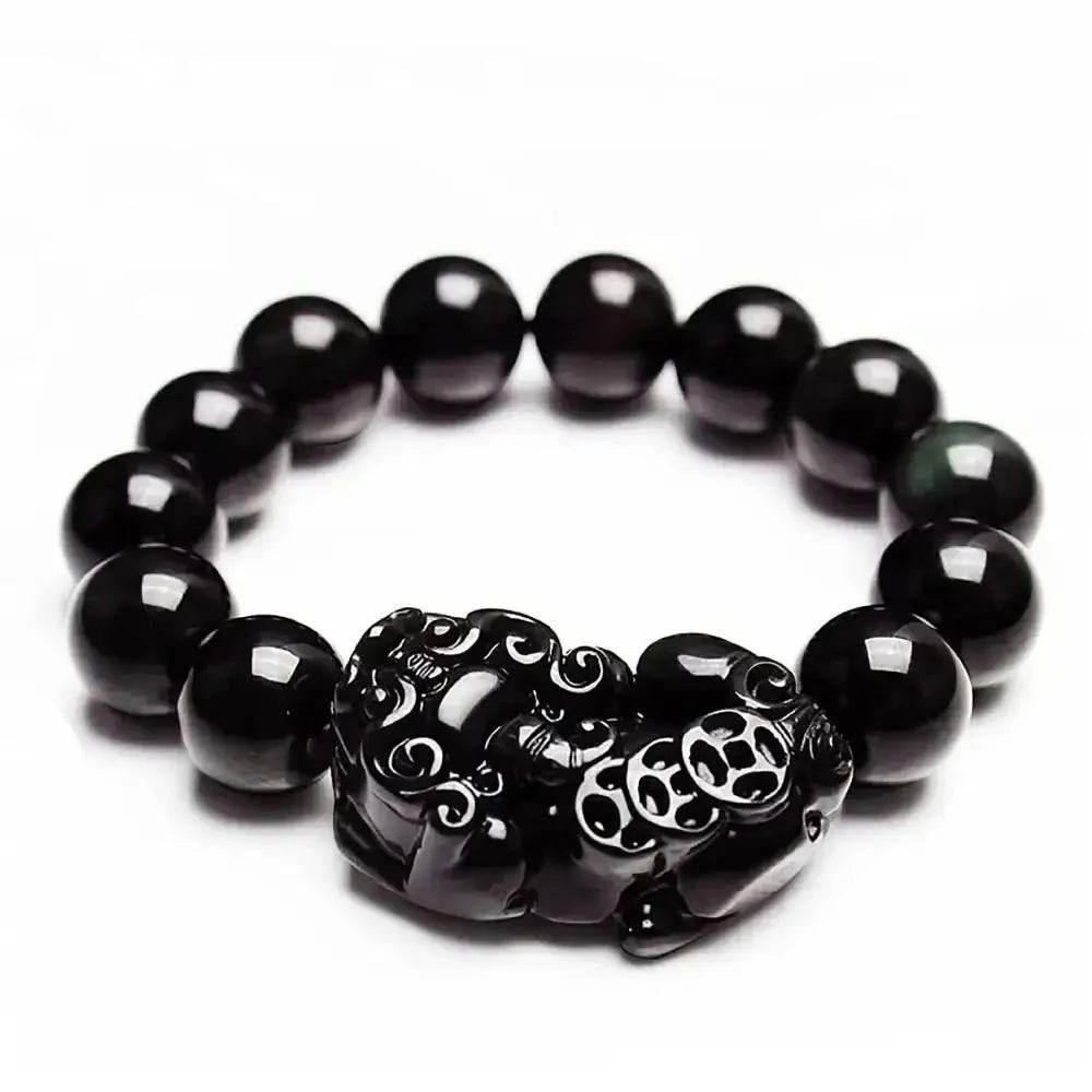 Natural Obsidian Pi Yao Feng Shui Wealth Bracelet - Loton Decor