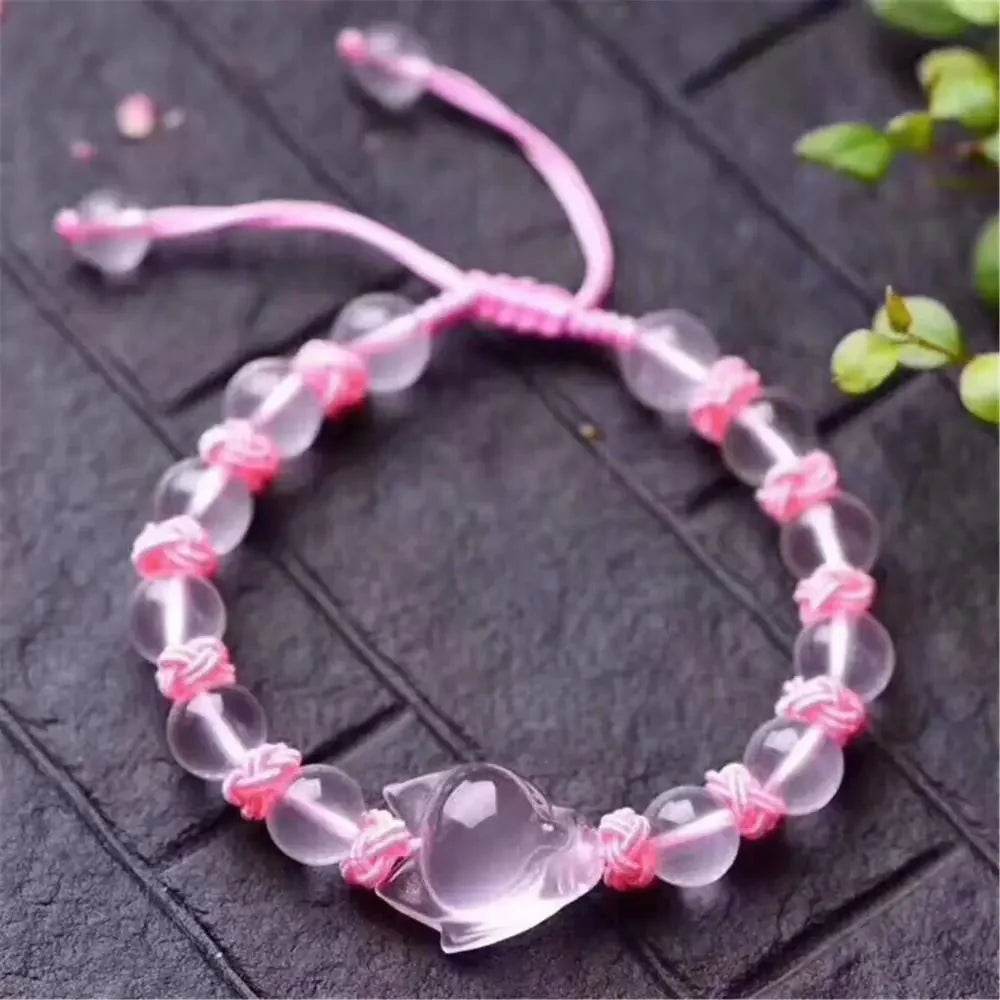 Rose Quartz Fox Bracelet – Love & Money Talisman - Loton Decor