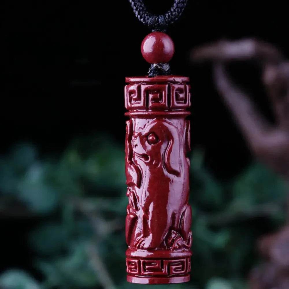 Zodiac Cinnabar Necklace – Feng Shui Charm Talisman with Cord - Loton Decor