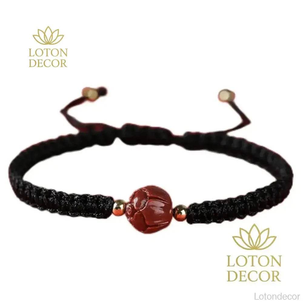 2pcs Cinnabar Lotus Bracelets – Red String Feng Shui Amulets - Loton Decor