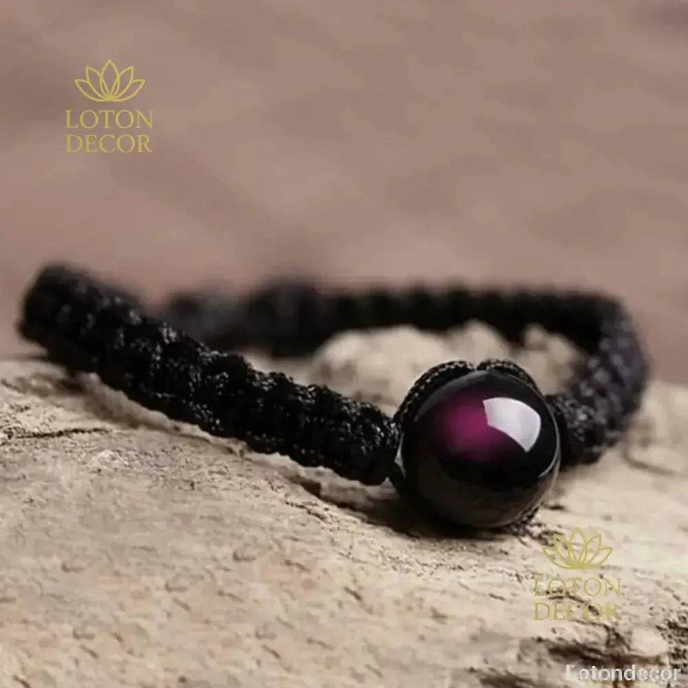 2Pcs Obsidian & Red String Bracelets – Lucky Crystal Set - Loton Decor