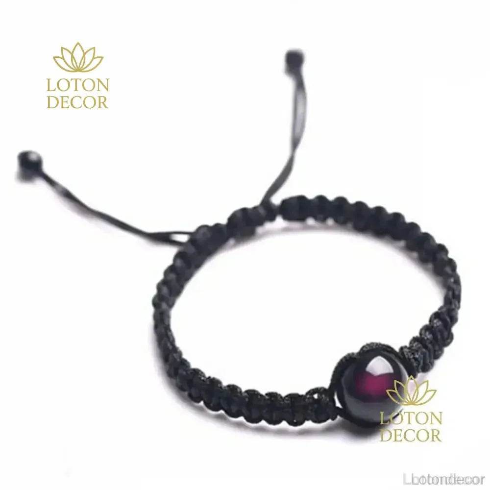 2Pcs Obsidian & Red String Bracelets – Lucky Crystal Set - Loton Decor