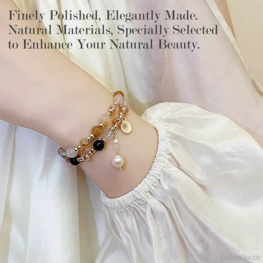 7 Chakra Healing Gold Rutilated Crystal Bracelet Multi-Gem Feng Shui Wealth Amulet for Money Positivity Success - Loton Decor
