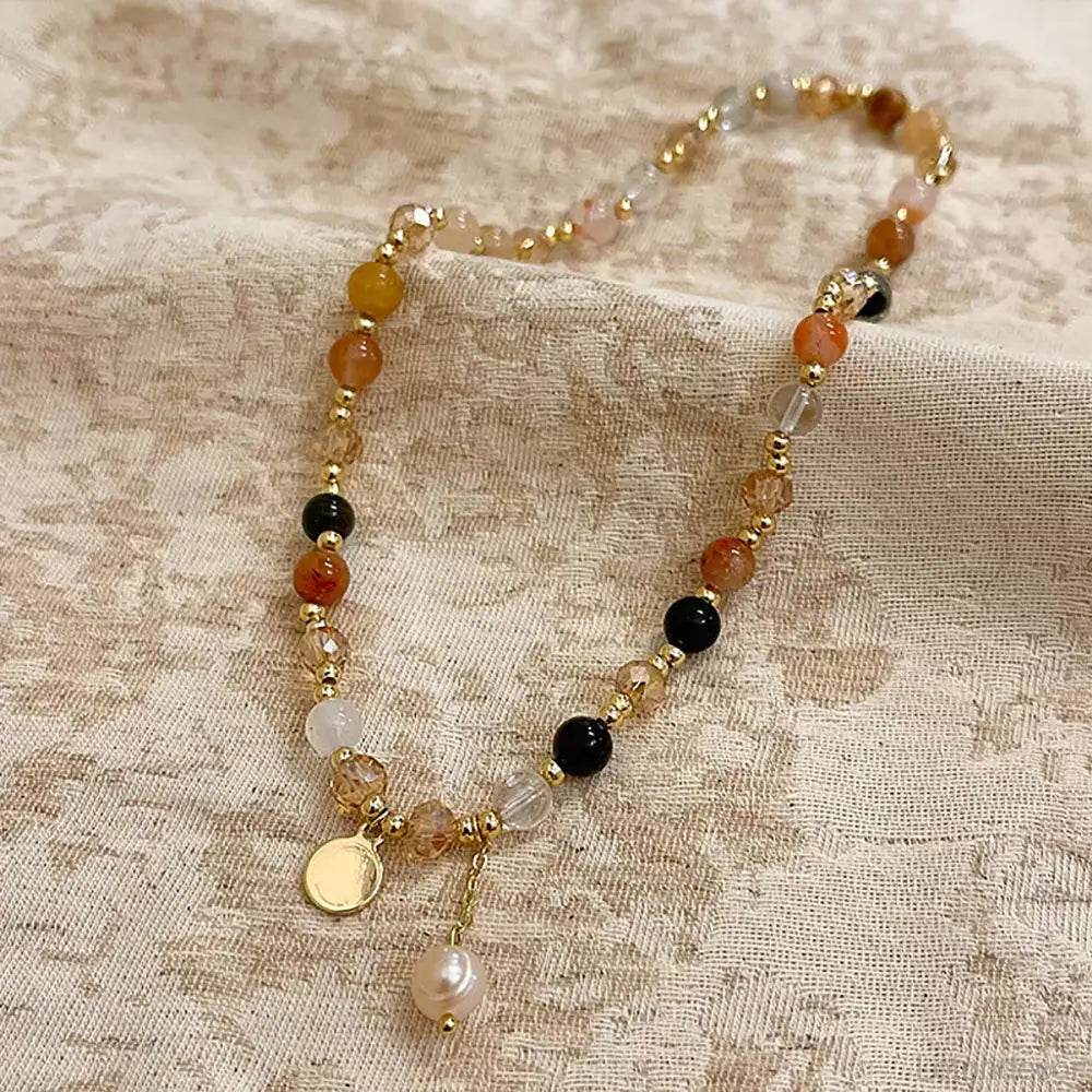 7 Chakra Healing Gold Rutilated Crystal Bracelet Multi-Gem Feng Shui Wealth Amulet for Money Positivity Success - Loton Decor