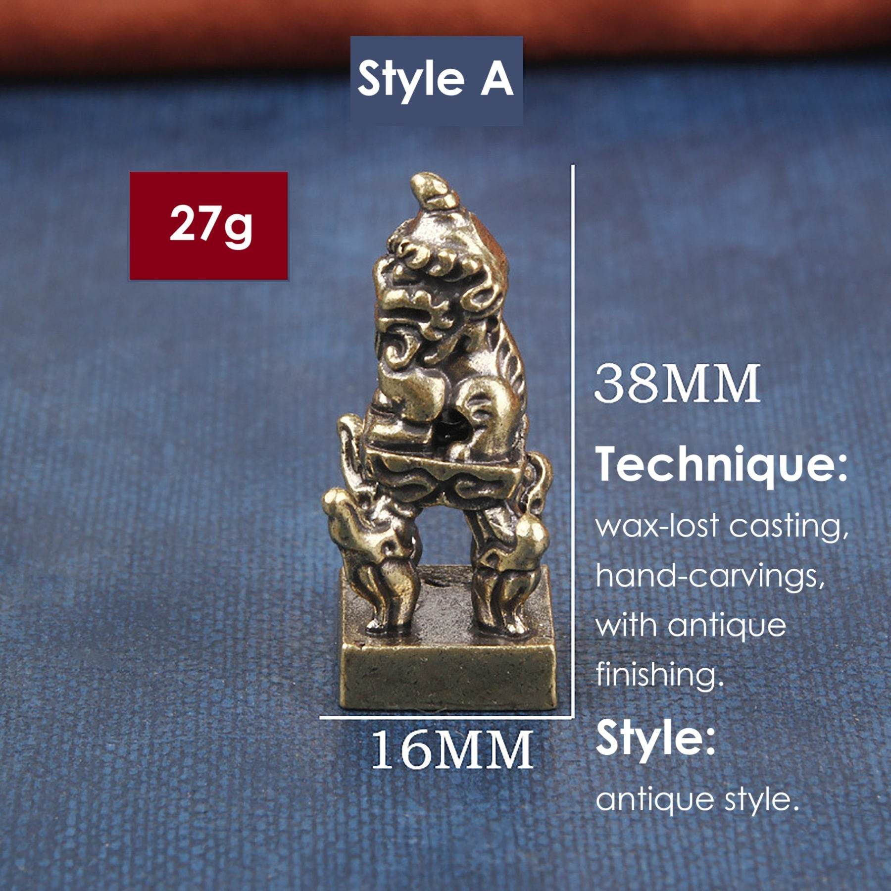 Brass Tibetan Auspicious Animal Signet Nepal Buddhist Metal Art Seal Feng Shui Wealth Stamps Xiezhi Dome Pavilion - Loton Decor