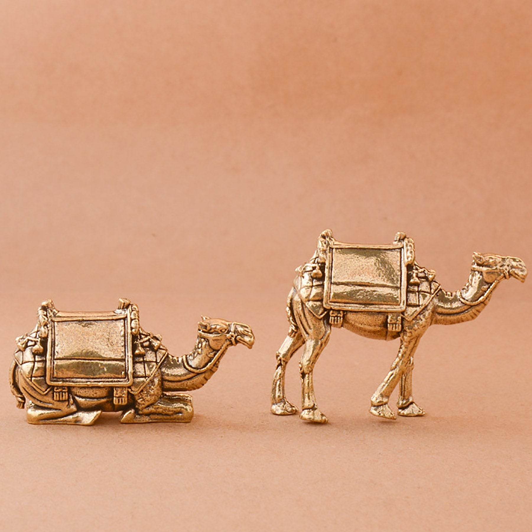 Solid Brass Camel Statue Feng Shui Metal Art Wealth Statue Auspicious Desert Spiritual Animal Figurine - Loton Decor