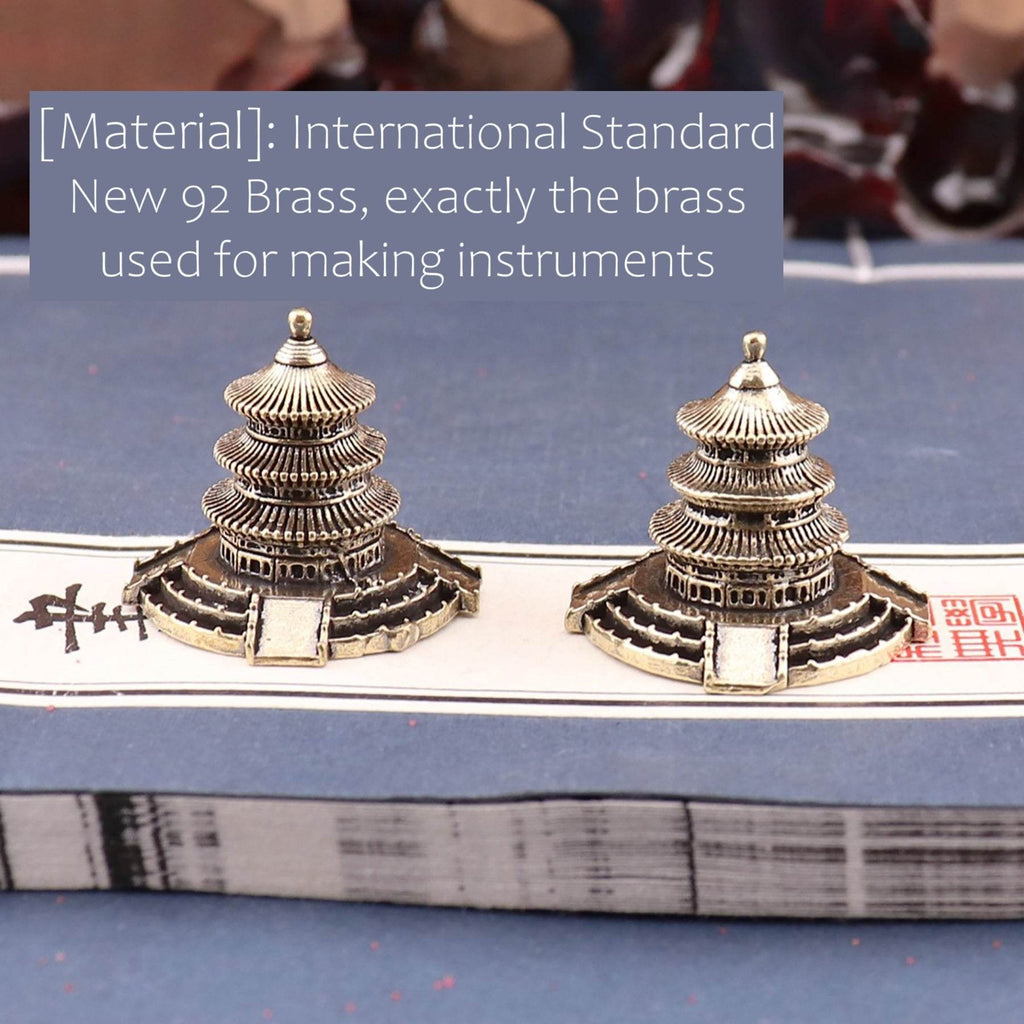 Solid Brass Ancient Architecture Statue The Temple of Heaven Feng Shui Wealth Metal Art Altar Talisman - Loton Decor