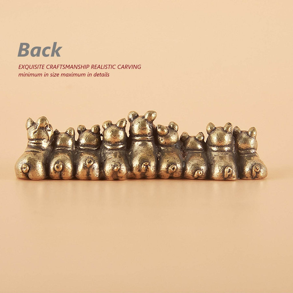 Solid Brass Pigs and Ingots Feng Shui Wealth Statue Zodiac Animal Figurine Desktop Metal Art Prosperity - Loton Decor