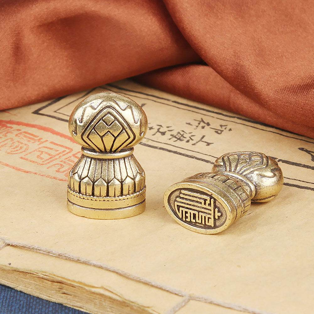 Brass Signet Kalachakra Tibetan Auspicious Buddhism Stamps Set Feng Shui Wealth Seal Amulet 10 Powerful Elements Talisman for Prosperity Tranquility - Loton Decor