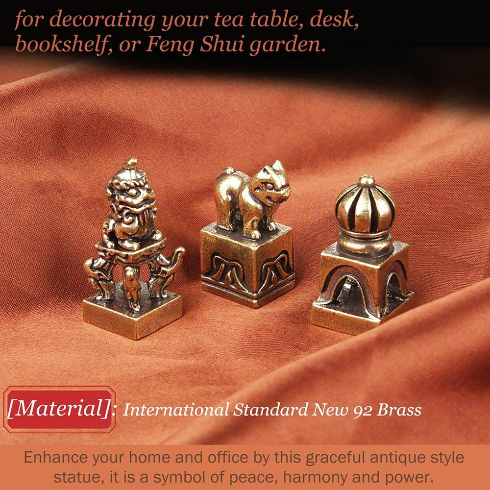 Brass Tibetan Auspicious Animal Signet Nepal Buddhist Metal Art Seal Feng Shui Wealth Stamps Xiezhi Dome Pavilion - Loton Decor