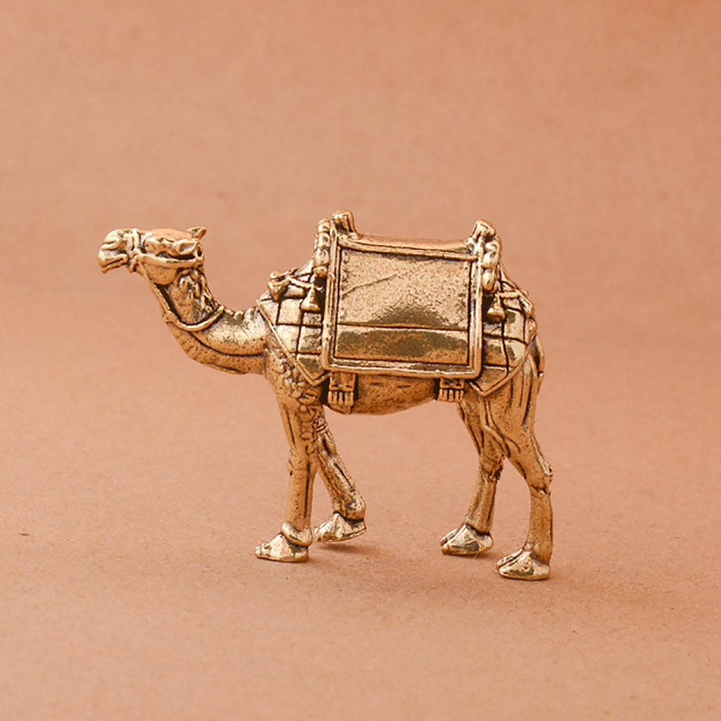 Solid Brass Camel Statue Feng Shui Metal Art Wealth Statue Auspicious Desert Spiritual Animal Figurine - Loton Decor