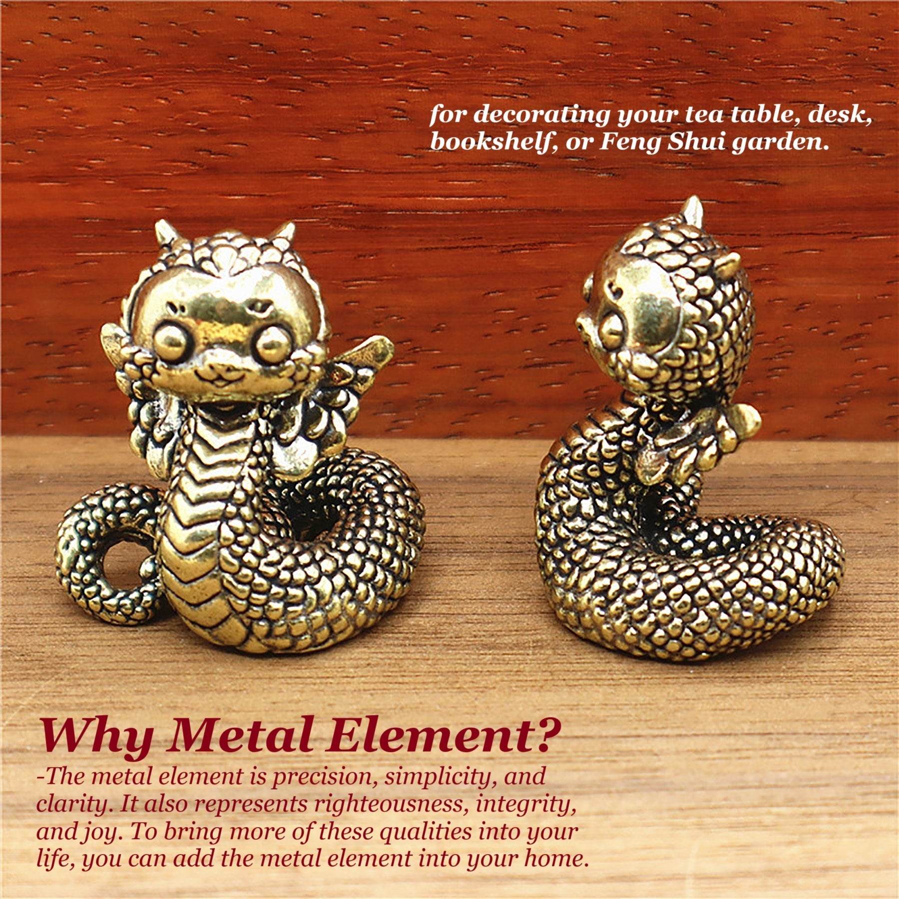Solid Brass Snake Wealth Statue Winged Dragon Snake Talisman for 2025 Zodiac Spiritual Animal Smooth Luck Prosperity - Loton Decor