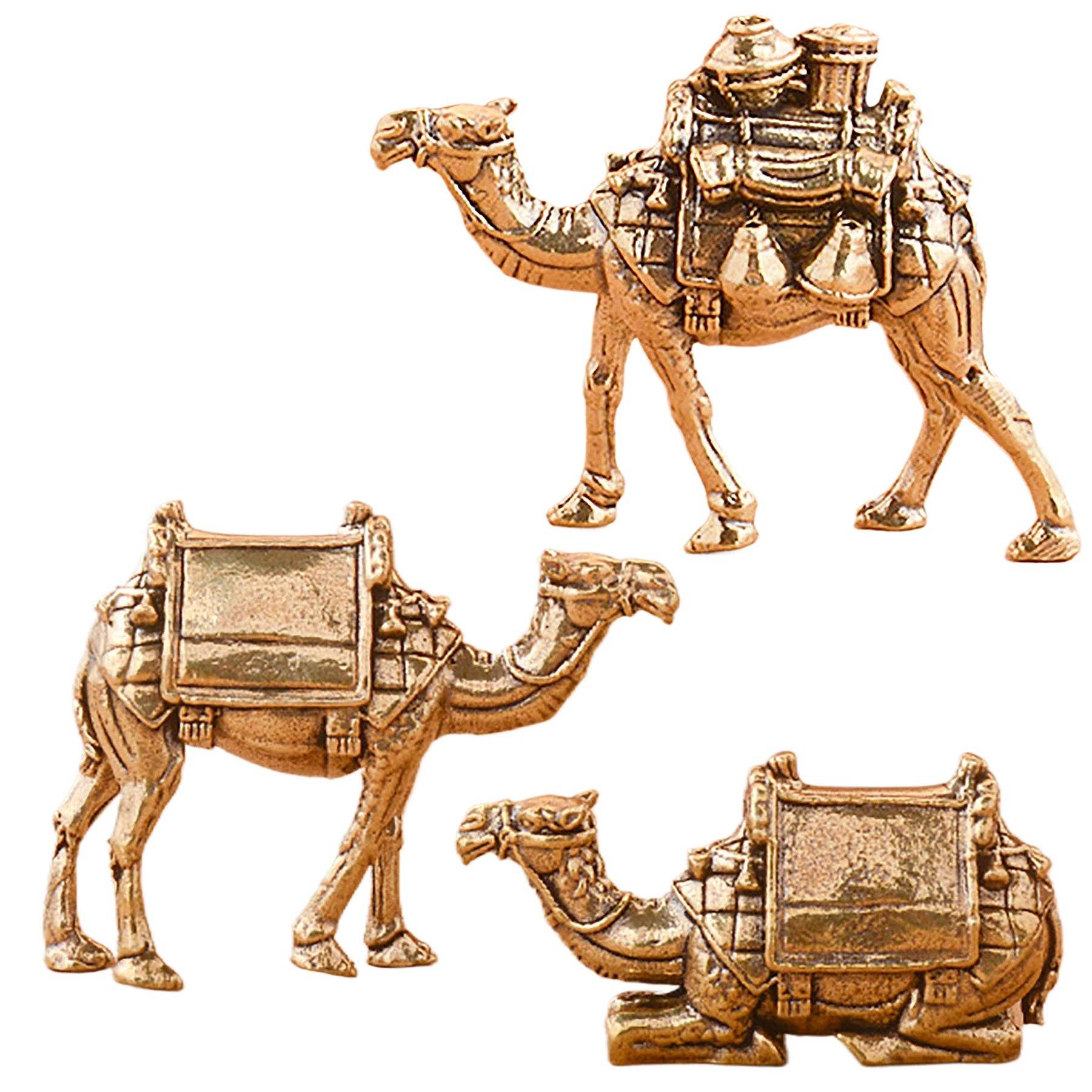 Solid Brass Camel Statue Feng Shui Metal Art Wealth Statue Auspicious Desert Spiritual Animal Figurine - Loton Decor