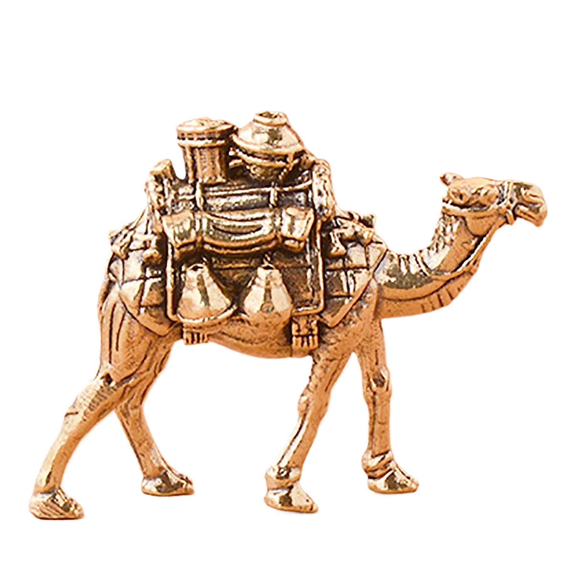Solid Brass Camel Statue Feng Shui Metal Art Wealth Statue Auspicious Desert Spiritual Animal Figurine - Loton Decor
