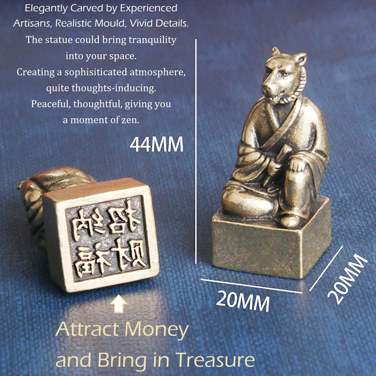 Brass 12 Zodiac Animals Signet Spiritual Animal Figurine Stamps Feng Shui Wealth Longevity Amulet - Loton Decor