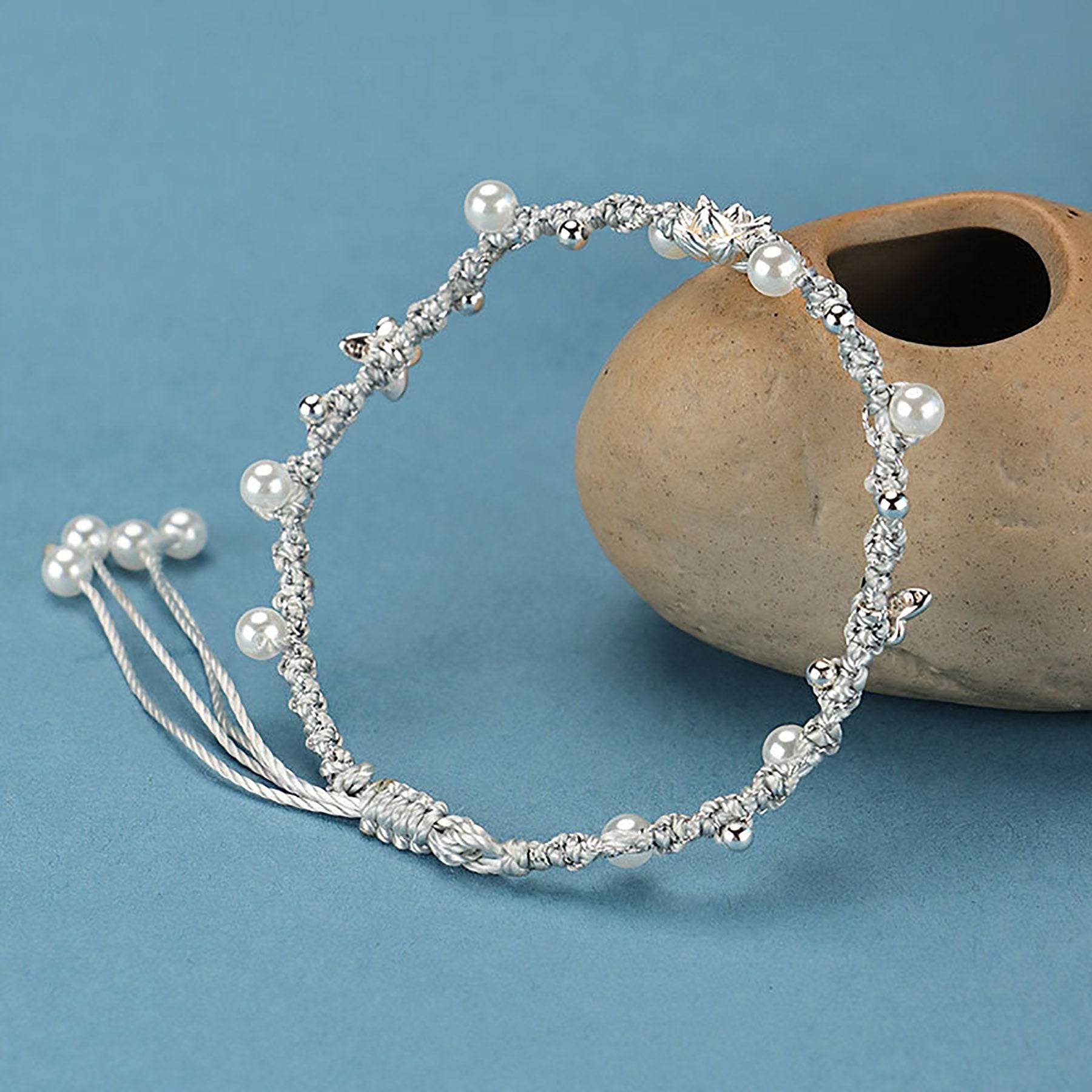 925 Pure Silver Lotus Bracelet Shell Pearls Hand-Woven Feng Shui Wealth Bracelet Meditation - Loton Decor