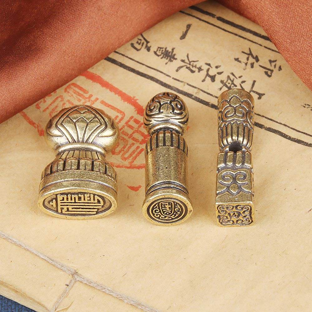 Brass Signet Kalachakra Tibetan Auspicious Buddhism Stamps Set Feng Shui Wealth Seal Amulet 10 Powerful Elements Talisman for Prosperity Tranquility - Loton Decor