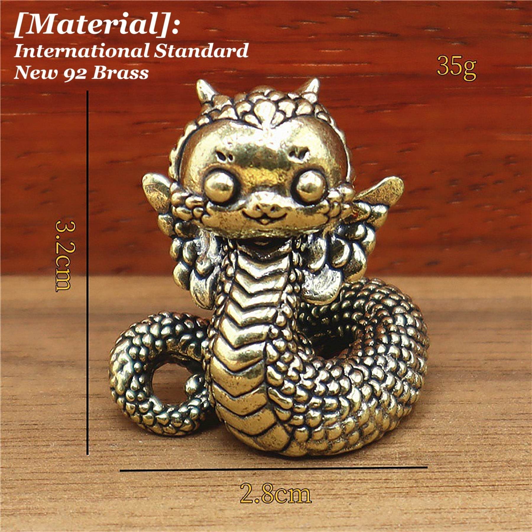 Solid Brass Snake Wealth Statue Winged Dragon Snake Talisman for 2025 Zodiac Spiritual Animal Smooth Luck Prosperity - Loton Decor