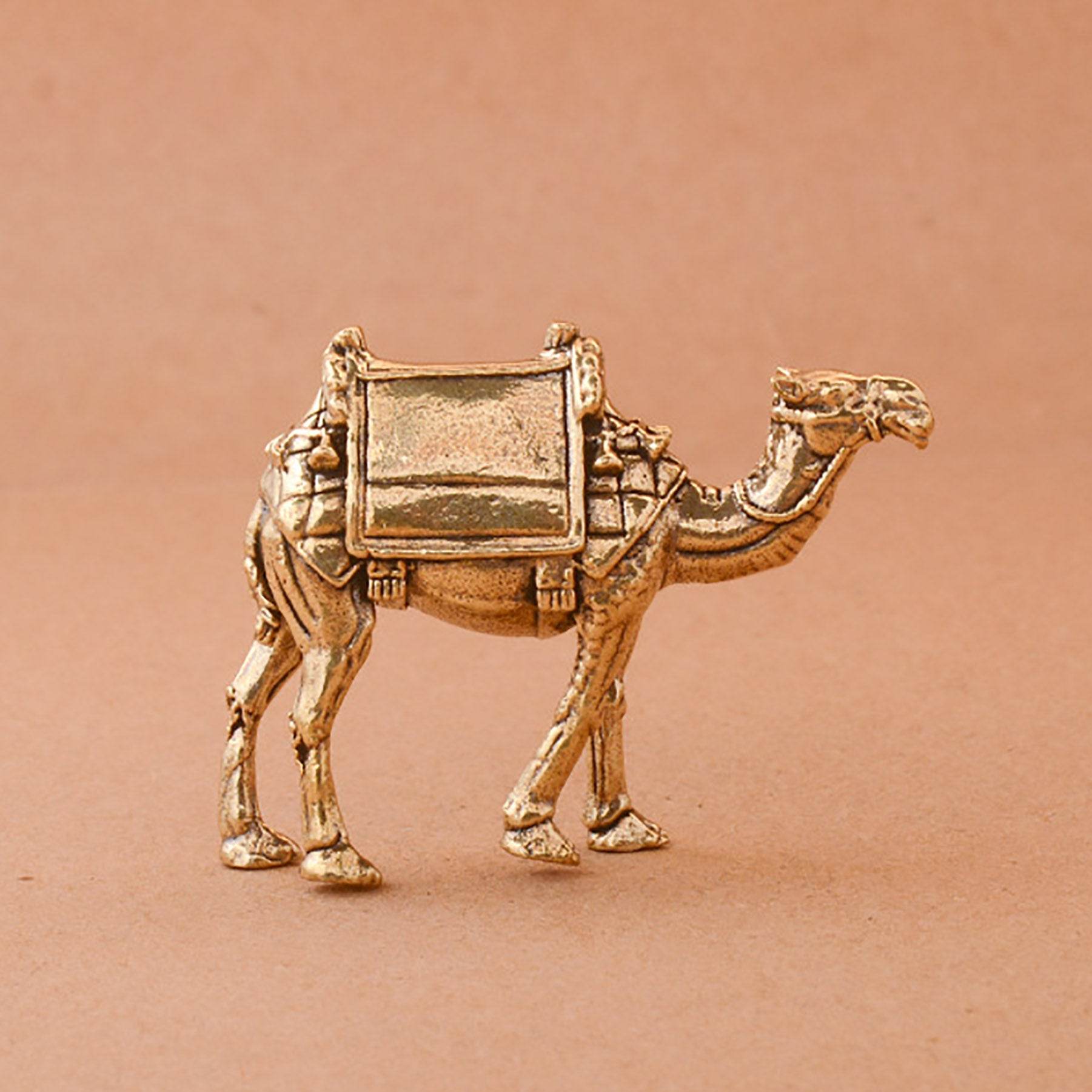 Solid Brass Camel Statue Feng Shui Metal Art Wealth Statue Auspicious Desert Spiritual Animal Figurine - Loton Decor