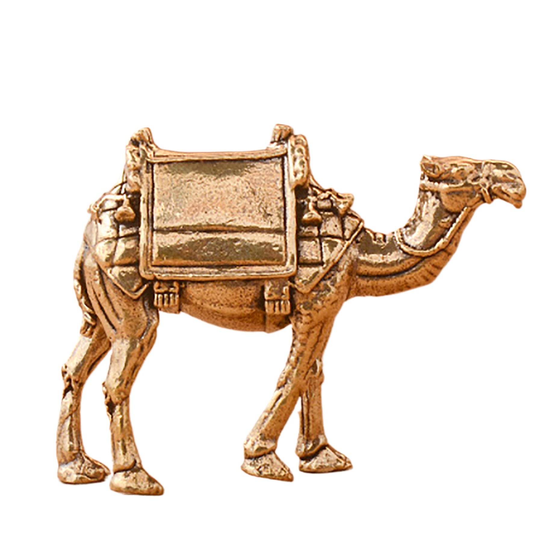 Solid Brass Camel Statue Feng Shui Metal Art Wealth Statue Auspicious Desert Spiritual Animal Figurine - Loton Decor