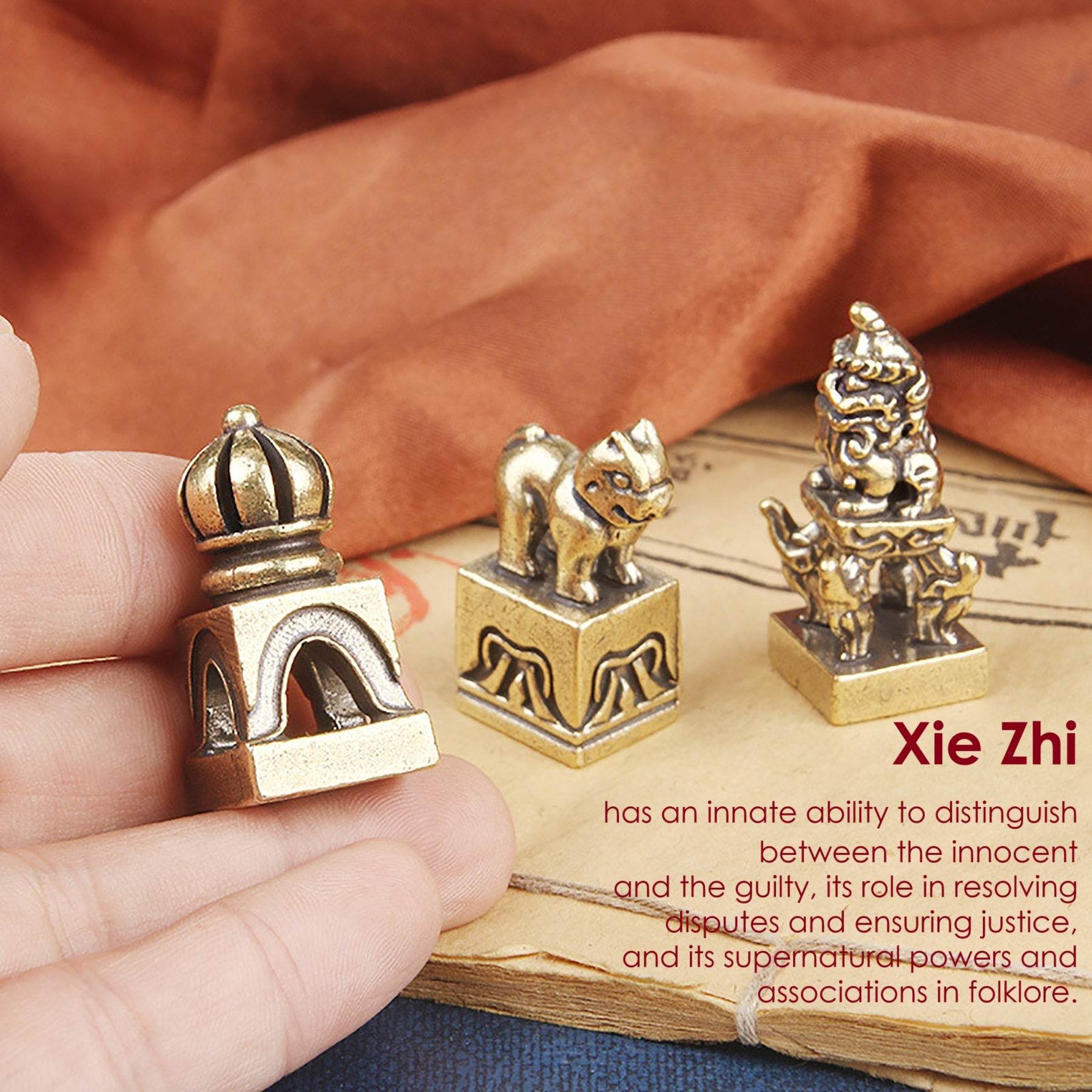 Brass Tibetan Auspicious Animal Signet Nepal Buddhist Metal Art Seal Feng Shui Wealth Stamps Xiezhi Dome Pavilion - Loton Decor