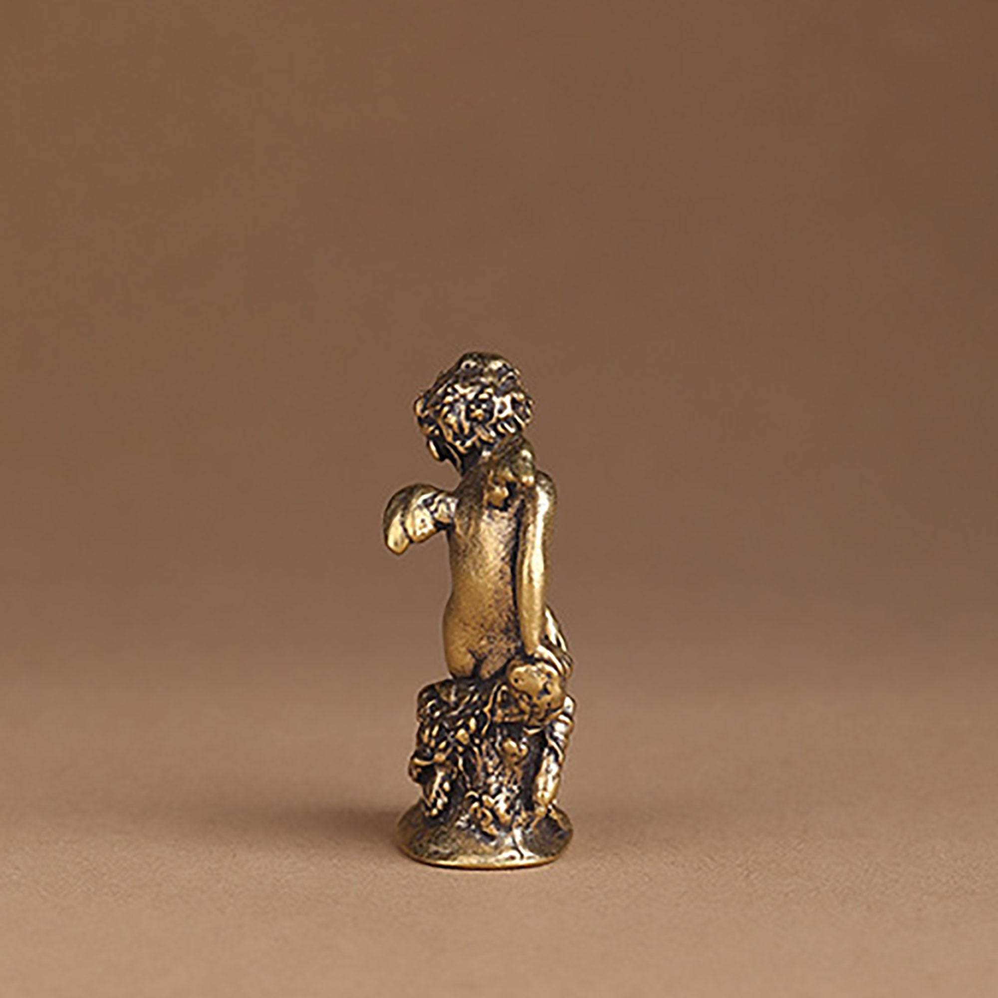 Solid Brass Cupid Miniature Statue God of Love Feng Shui Wealth Love Amulet for Prosperity Romance - Loton Decor