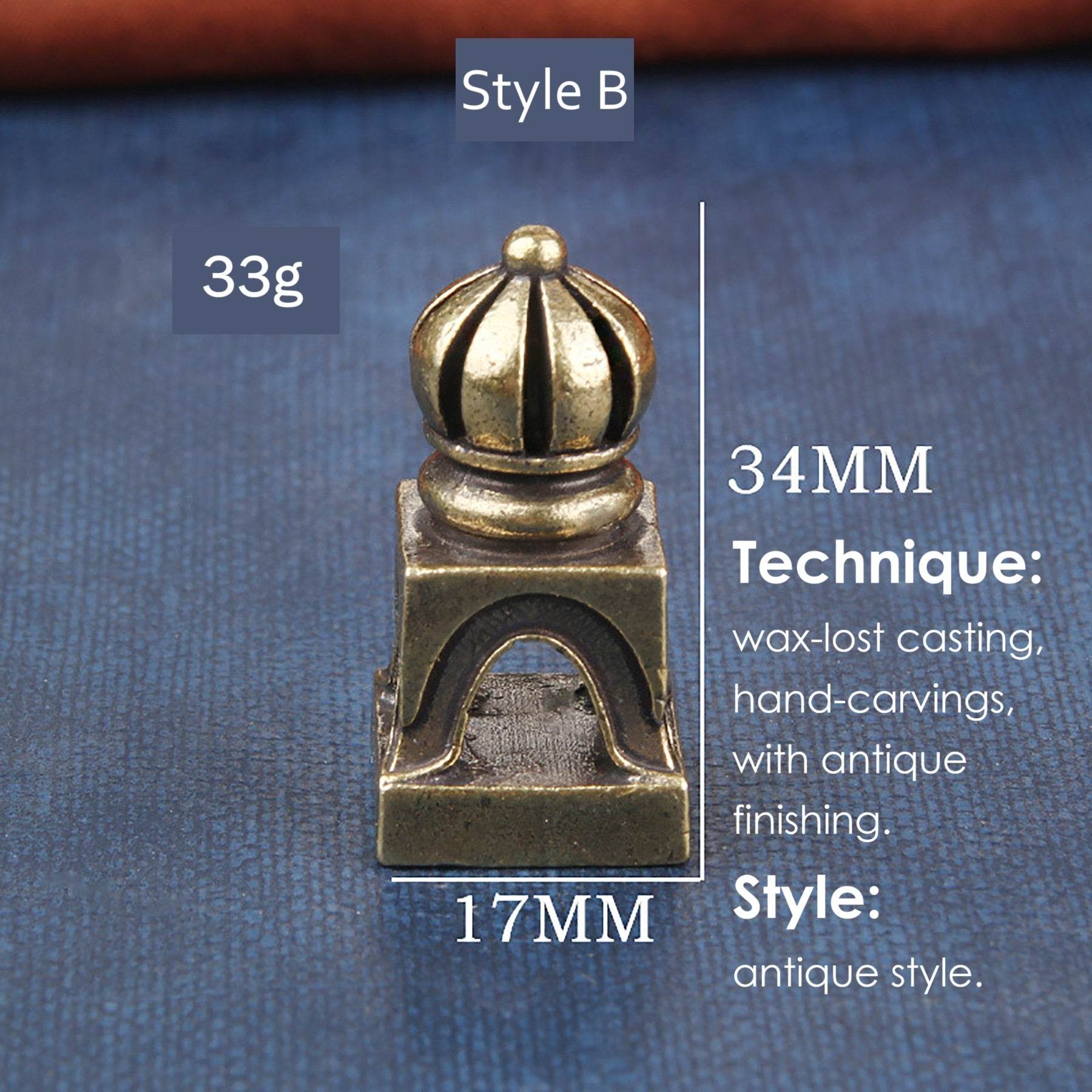 Brass Tibetan Auspicious Animal Signet Nepal Buddhist Metal Art Seal Feng Shui Wealth Stamps Xiezhi Dome Pavilion - Loton Decor