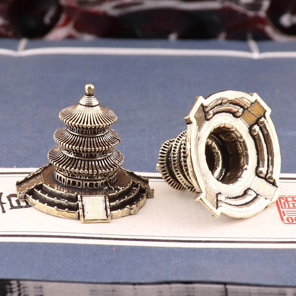 Solid Brass Ancient Architecture Statue The Temple of Heaven Feng Shui Wealth Metal Art Altar Talisman - Loton Decor