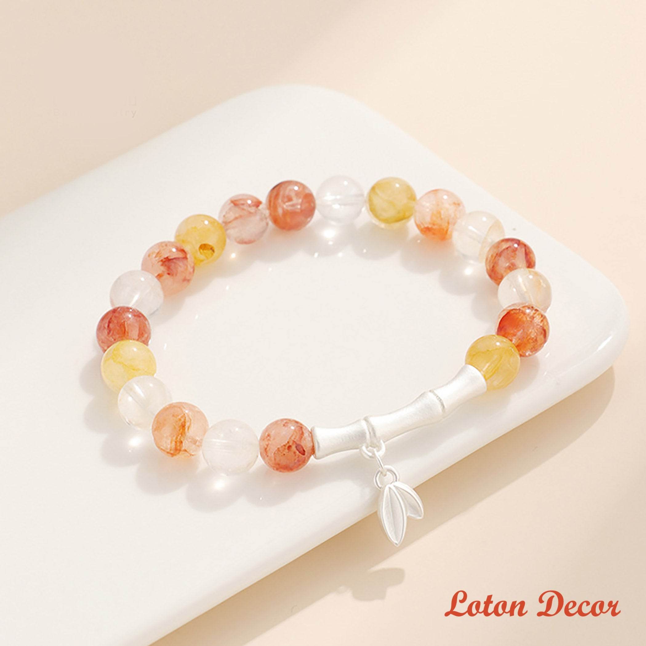 S925 Pure Silver Bamboo Charm Feng Shui Wealth Bracelet Fu Lu Shou Longevity Phantom Crystal Bracelet - Loton Decor