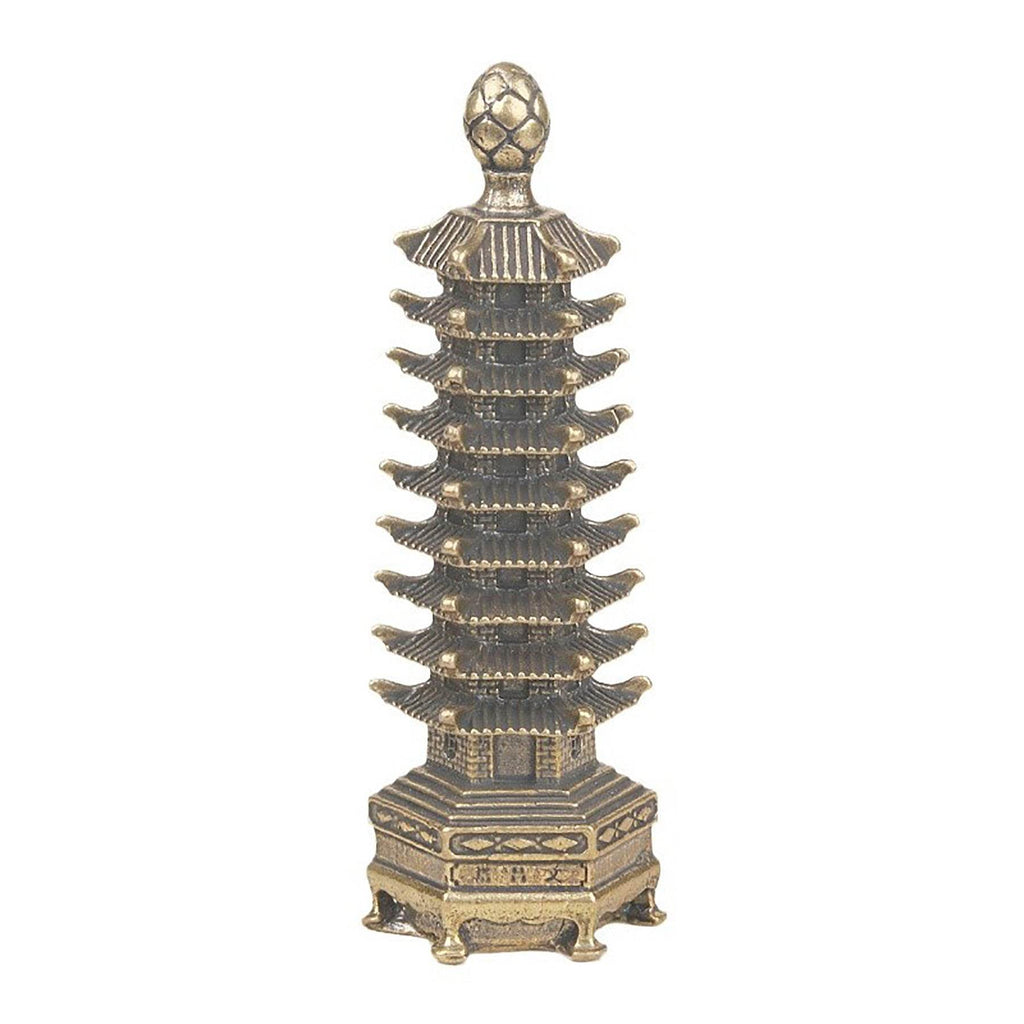 Education Tower Solid Brass Feng Shui Wealth Statue Metal Art Wenchang Pagoda for Prosperity Academic Progress - Loton Decor