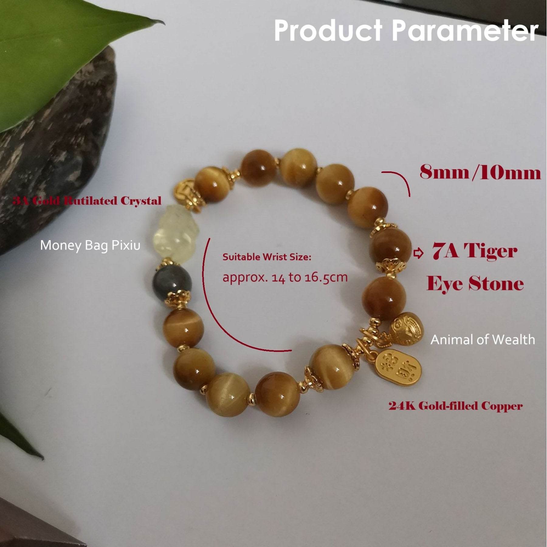 Overlord Pi Xiu Tiger Eye Stone Bracelet Golden Wealth Attraction Animal Feng Shui Bracelet for Money - Loton Decor