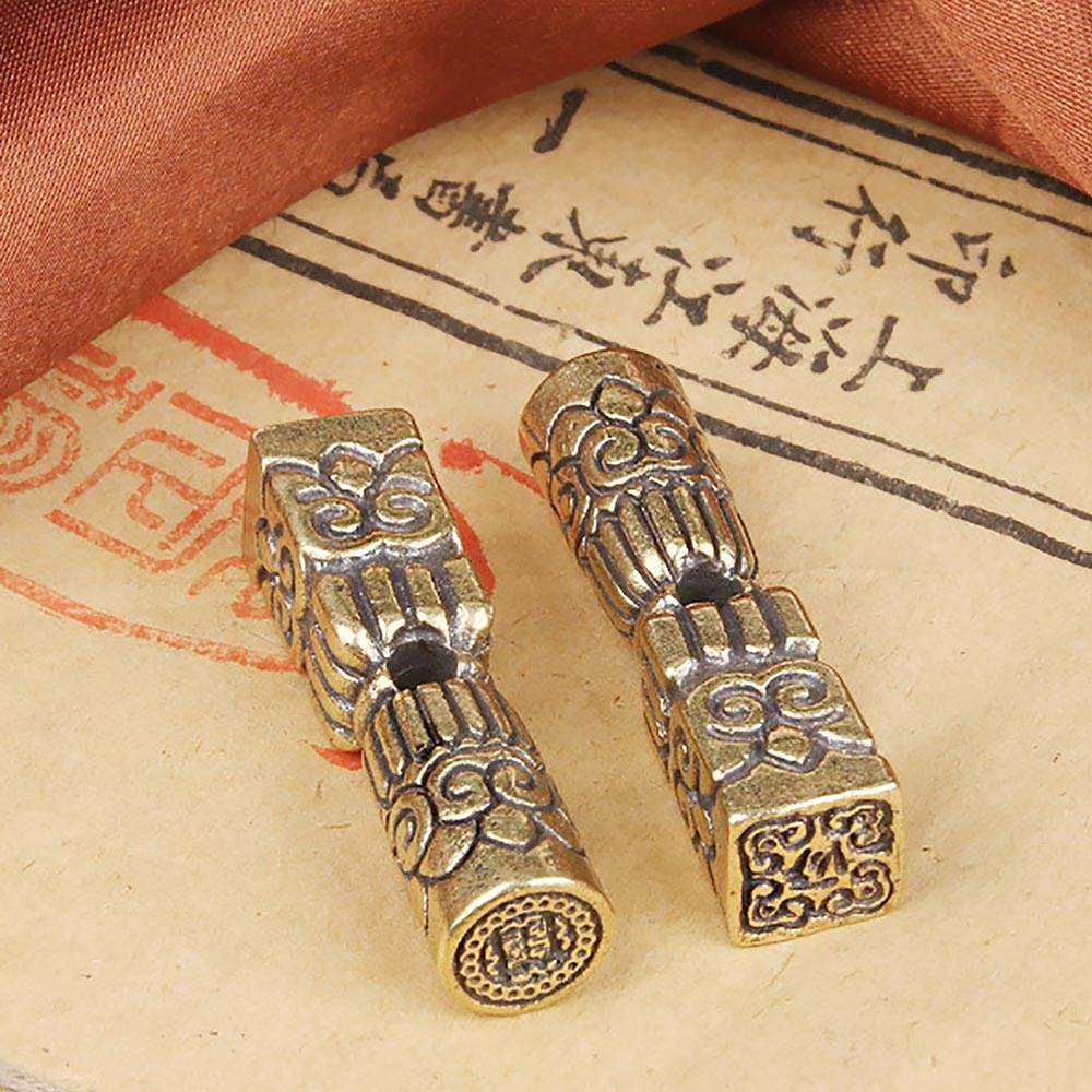 Brass Signet Kalachakra Tibetan Auspicious Buddhism Stamps Set Feng Shui Wealth Seal Amulet 10 Powerful Elements Talisman for Prosperity Tranquility - Loton Decor
