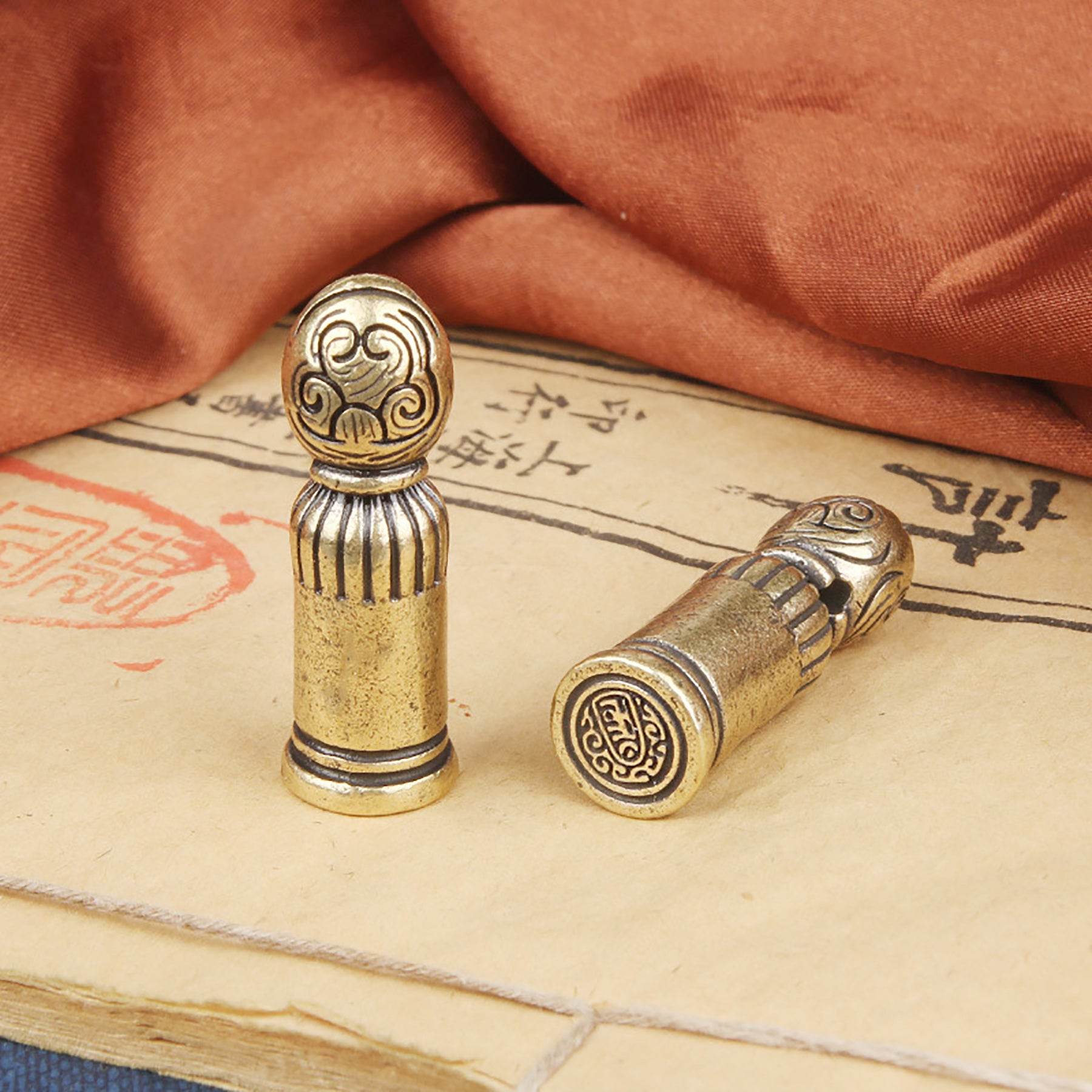 Brass Signet Kalachakra Tibetan Auspicious Buddhism Stamps Set Feng Shui Wealth Seal Amulet 10 Powerful Elements Talisman for Prosperity Tranquility - Loton Decor