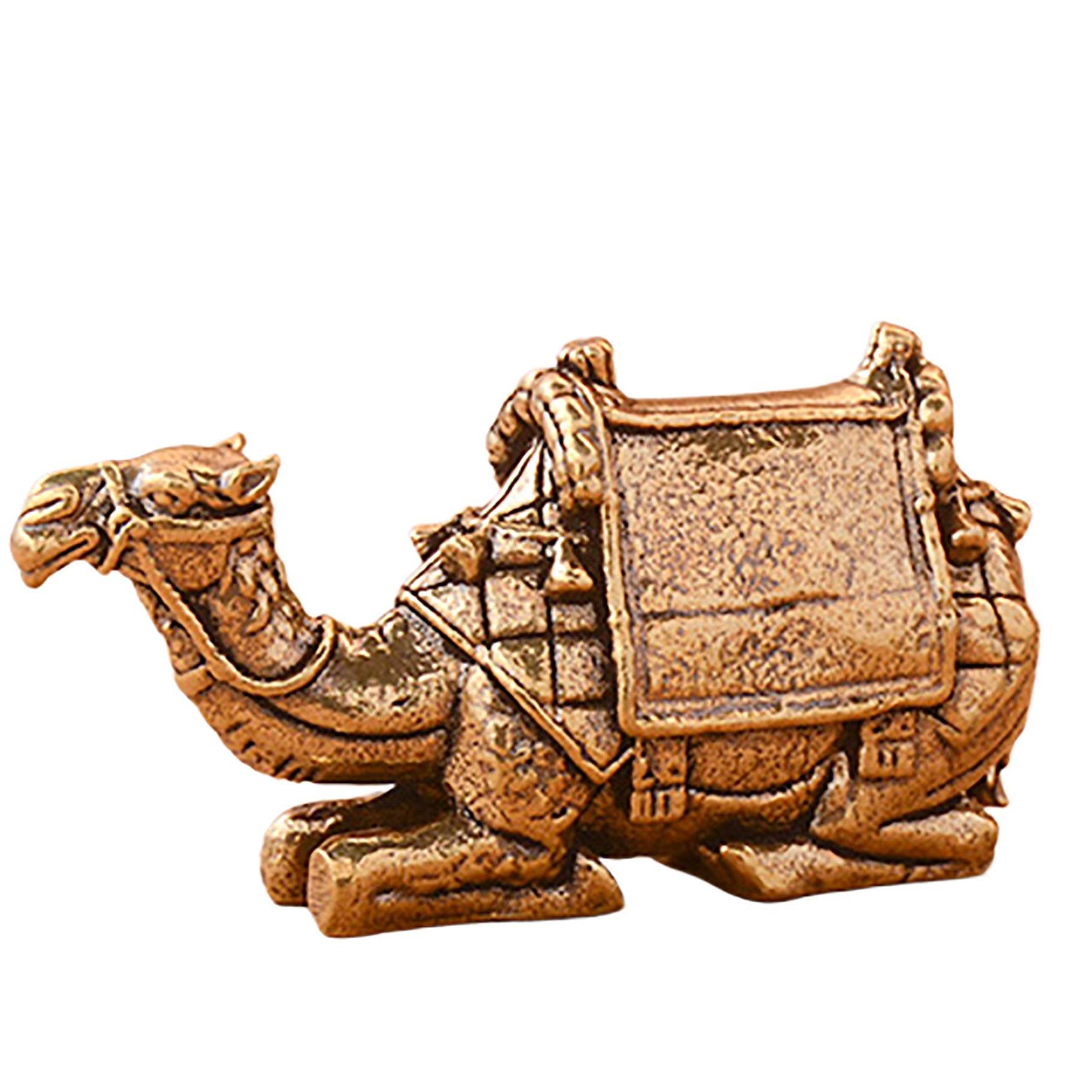 Solid Brass Camel Statue Feng Shui Metal Art Wealth Statue Auspicious Desert Spiritual Animal Figurine - Loton Decor