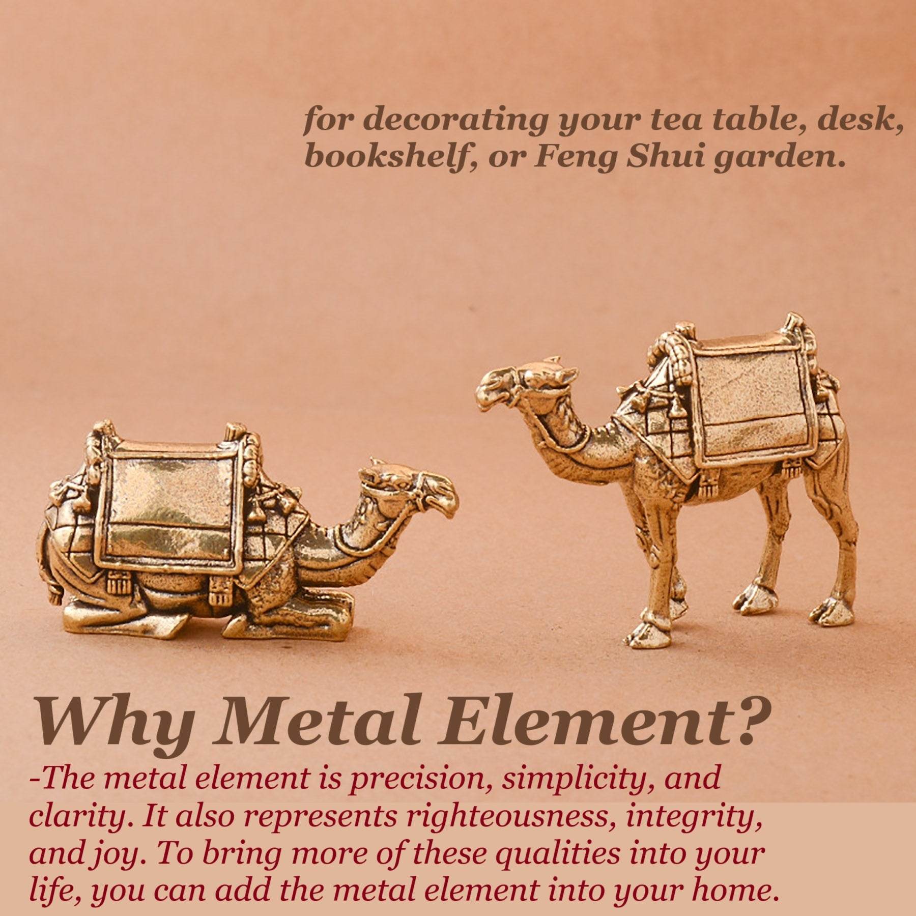 Solid Brass Camel Statue Feng Shui Metal Art Wealth Statue Auspicious Desert Spiritual Animal Figurine - Loton Decor