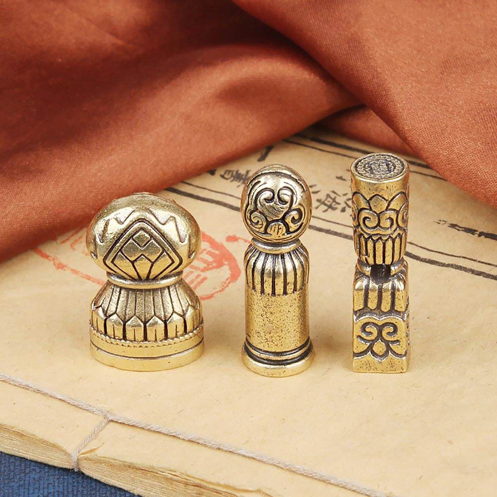 Brass Signet Kalachakra Tibetan Auspicious Buddhism Stamps Set Feng Shui Wealth Seal Amulet 10 Powerful Elements Talisman for Prosperity Tranquility - Loton Decor