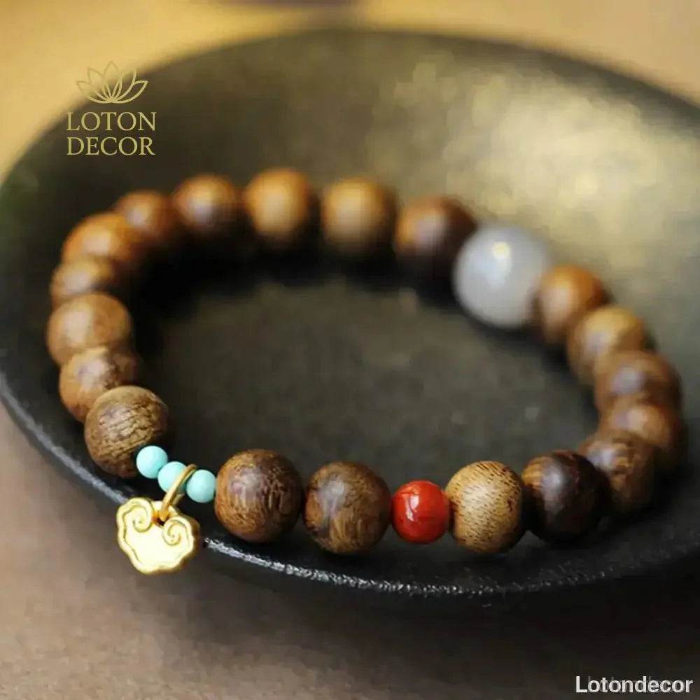 Agarwood Jade Ruyi Bracelet – Wealth Mantra Beads for Women - Loton Decor