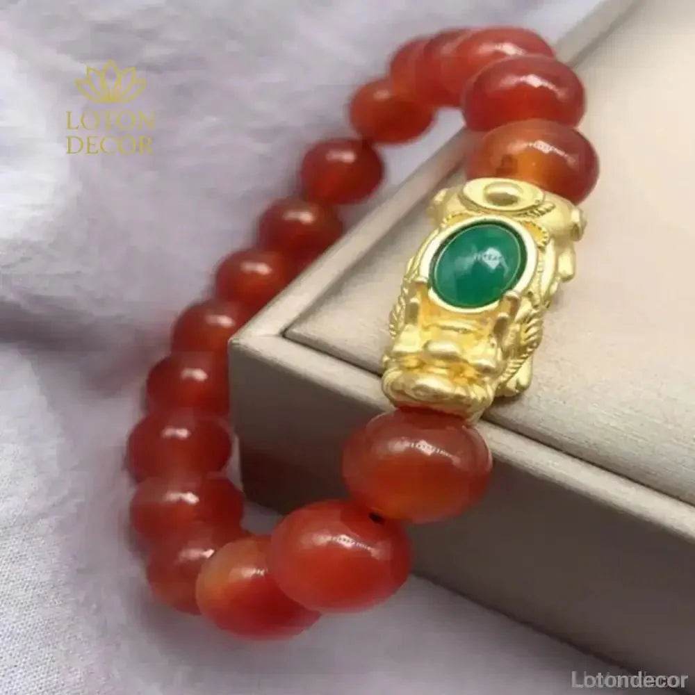 Agate Pixiu Bracelet – Jade Charm Wealth Amulet - Loton Decor