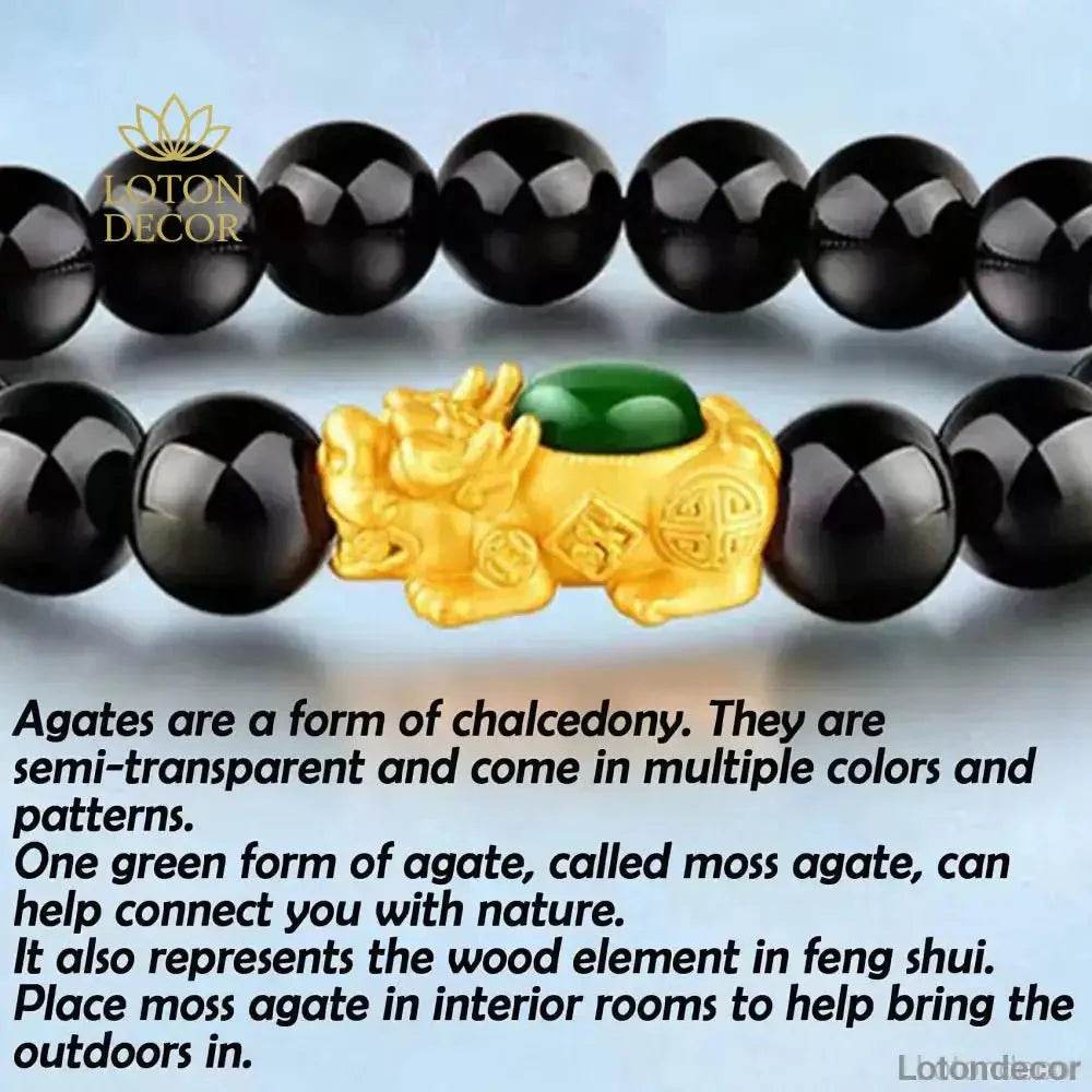 Agate Pixiu Bracelet – Jade Charm Wealth Amulet - Loton Decor