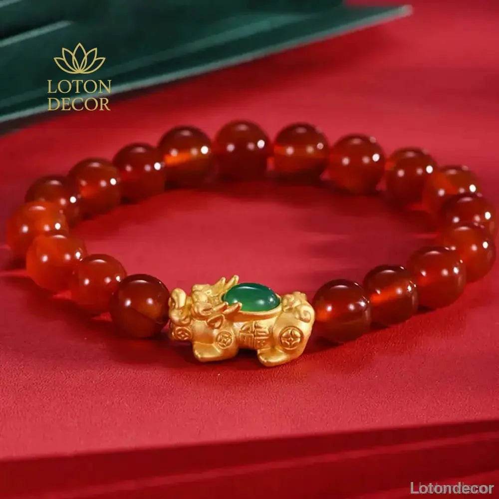 Agate Pixiu Bracelet – Reiki Wealth Love Amulet Women - Loton Decor