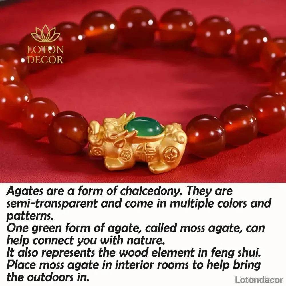 Agate Pixiu Bracelet – Reiki Wealth Love Amulet Women - Loton Decor