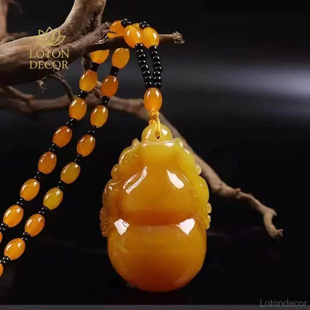 Amber Harmony Buckle Necklace – Wealth Luck Talisman - Loton Decor