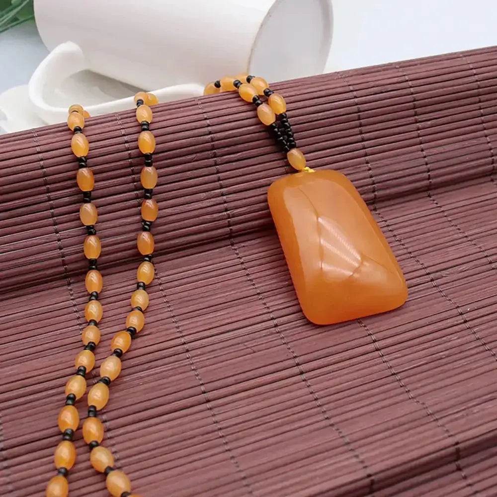 Amber Harmony Buckle Necklace – Wealth Luck Talisman - Loton Decor