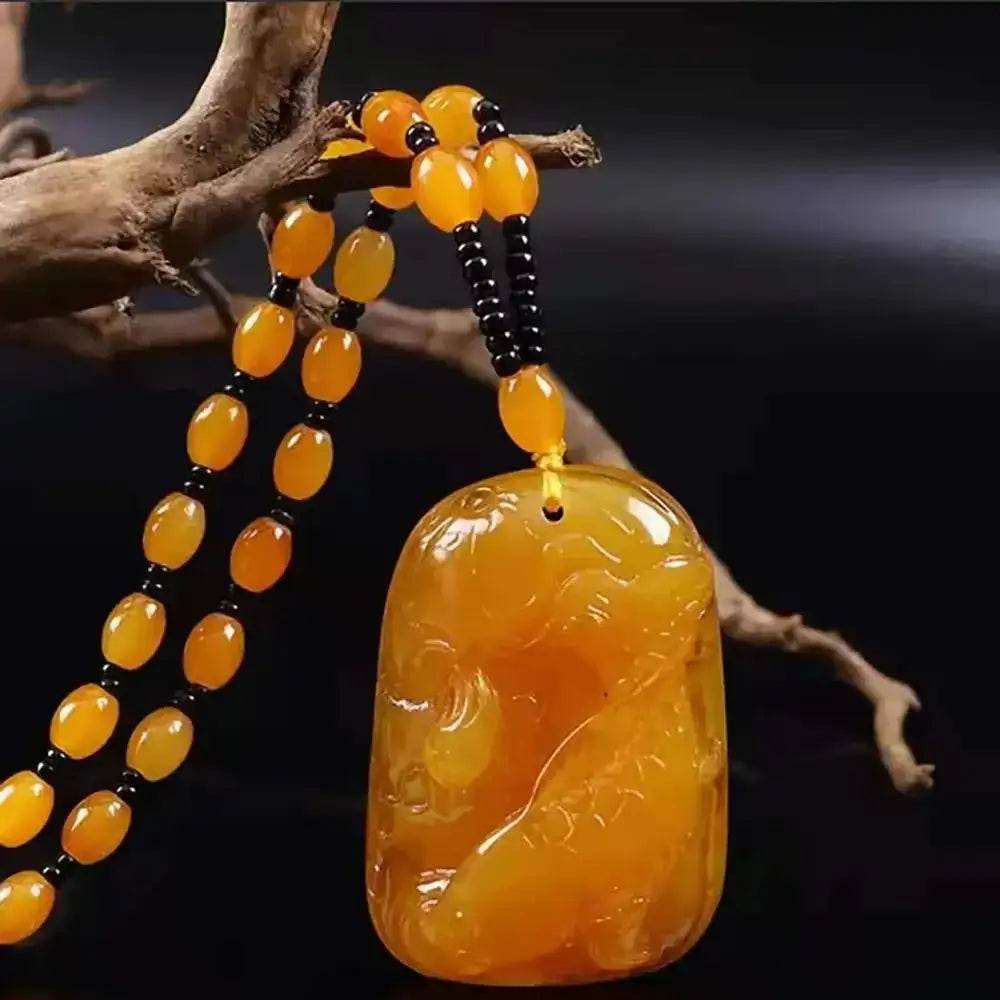 Amber Harmony Buckle Necklace – Wealth Luck Talisman - Loton Decor