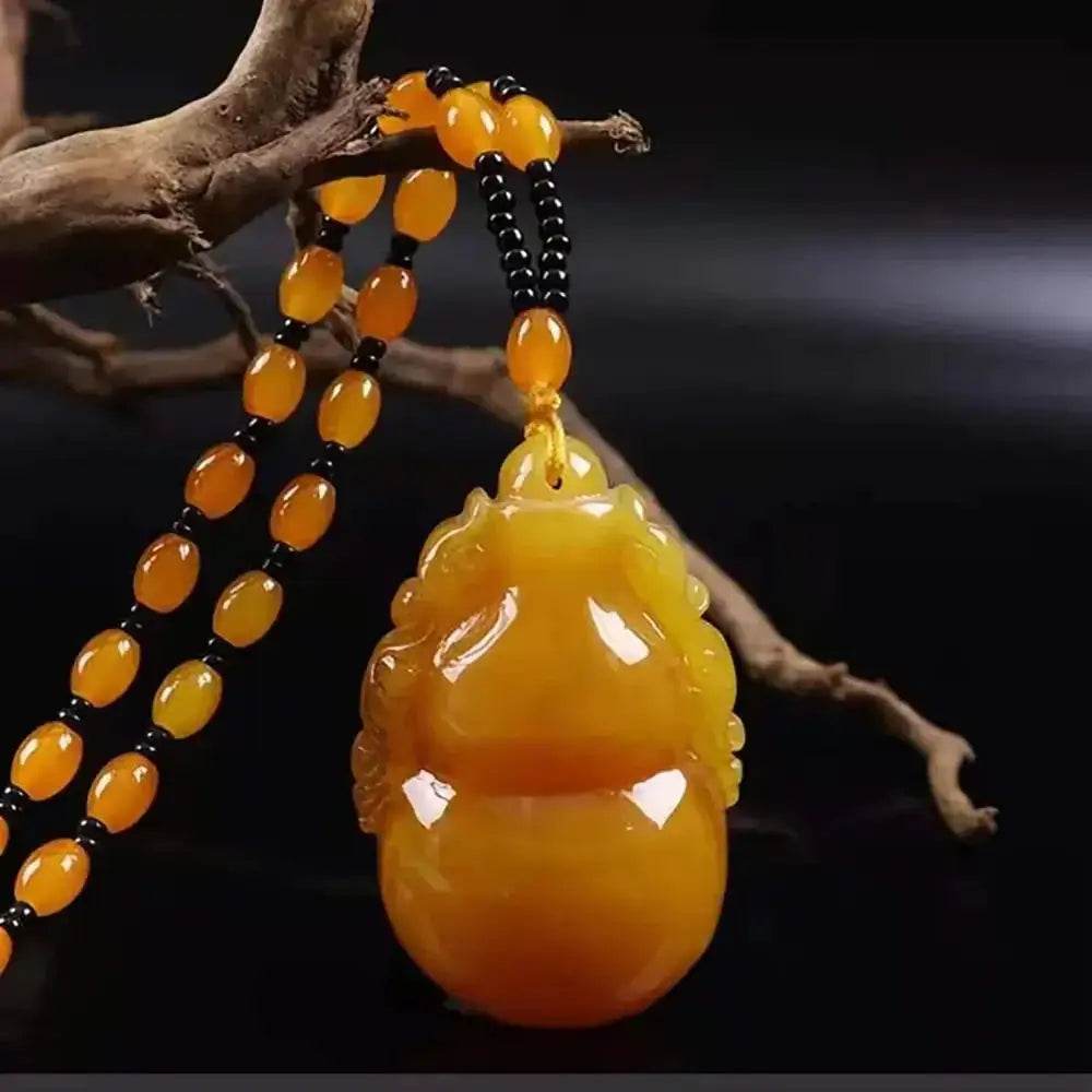 Amber Harmony Buckle Necklace – Wealth Luck Talisman - Loton Decor
