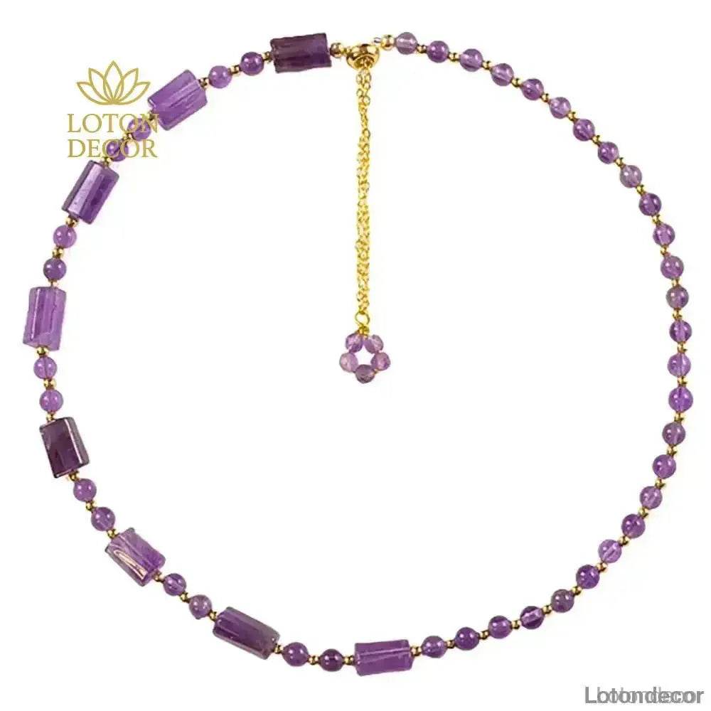 Amethyst Bracelet Double Layer Prism Beads Crystal Feng Shui Amulet 9 Purple Metaphysical Jewelry - Loton Decor