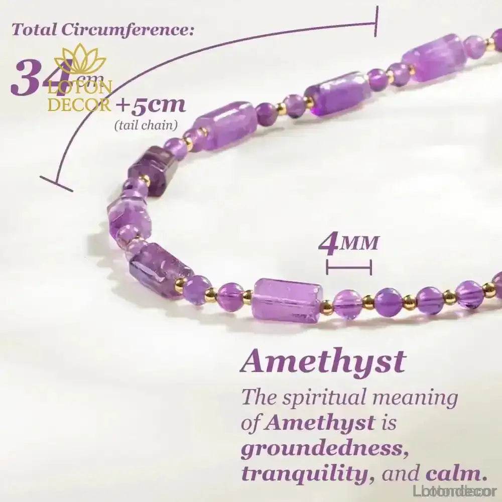 Amethyst Bracelet Double Layer Prism Beads Crystal Feng Shui Amulet 9 Purple Metaphysical Jewelry - Loton Decor