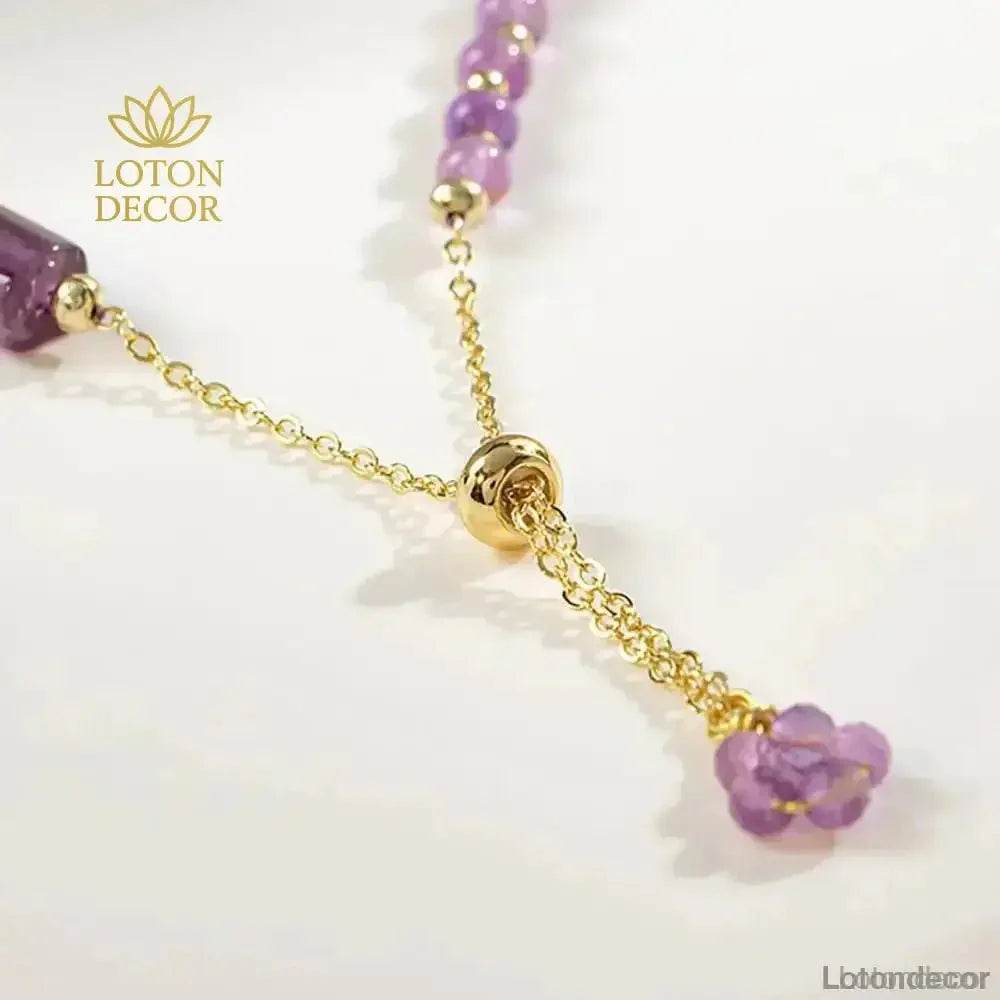 Amethyst Bracelet Double Layer Prism Beads Crystal Feng Shui Amulet 9 Purple Metaphysical Jewelry - Loton Decor