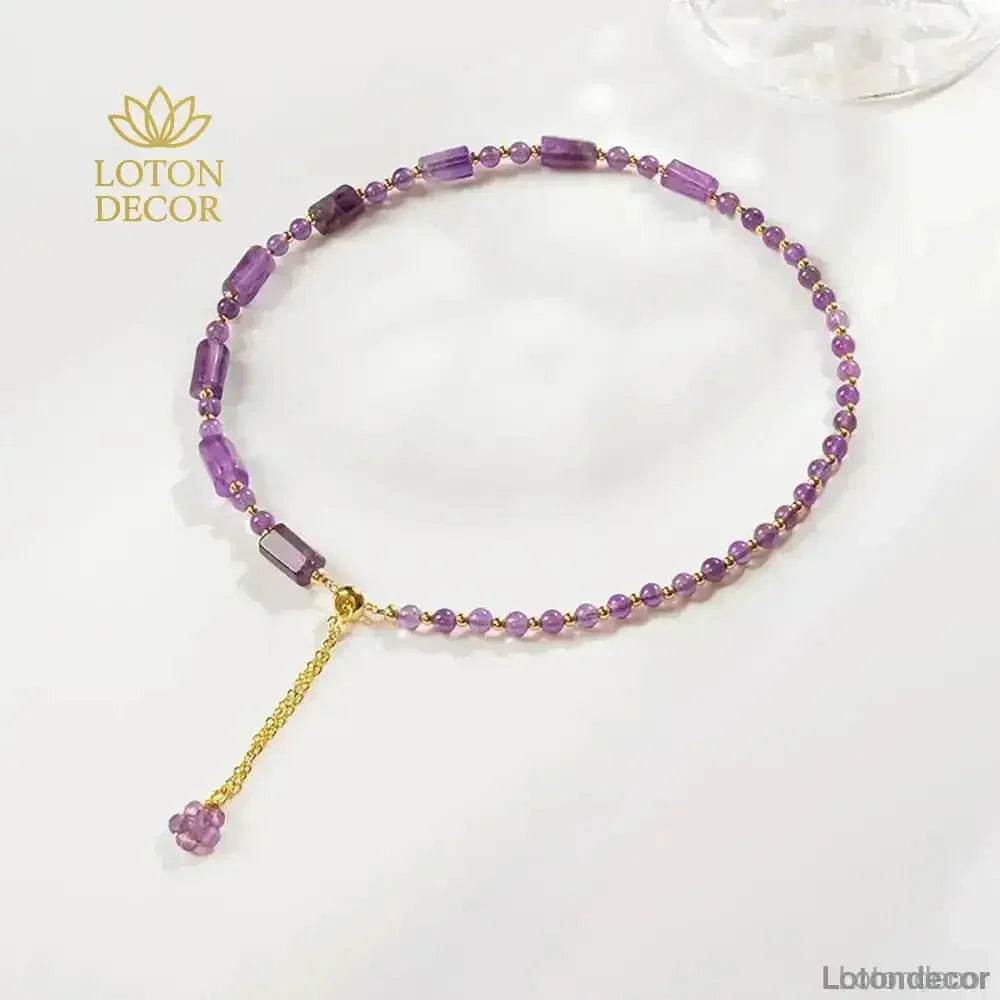 Amethyst Bracelet Double Layer Prism Beads Crystal Feng Shui Amulet 9 Purple Metaphysical Jewelry - Loton Decor