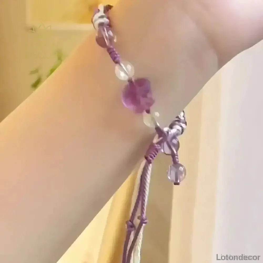 Amethyst Lavender Jade Bracelet 9 Purple Fire Luck Lion Charm Color Cord Bracelet - Loton Decor